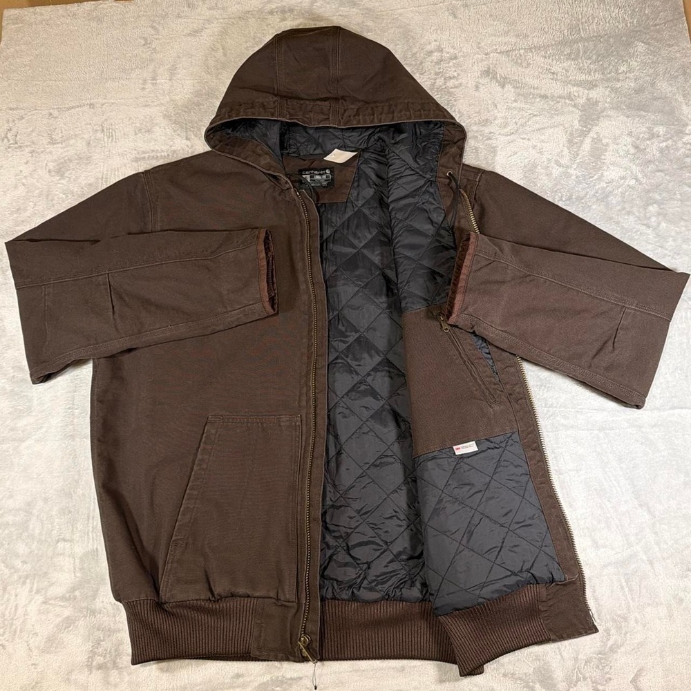 NWT Carhartt Loose Fit Quilted Canvas Work Jacket | Dark Brown | XL